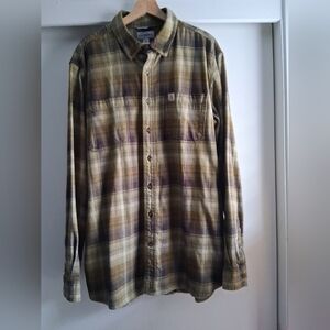 Carhartt Relaxed Fit XLT Brown Plaid Casual Button Down Flannel